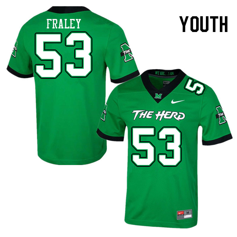 Youth #53 Trent Fraley Marshall Thundering Herd College Football Jerseys Stitched-Green